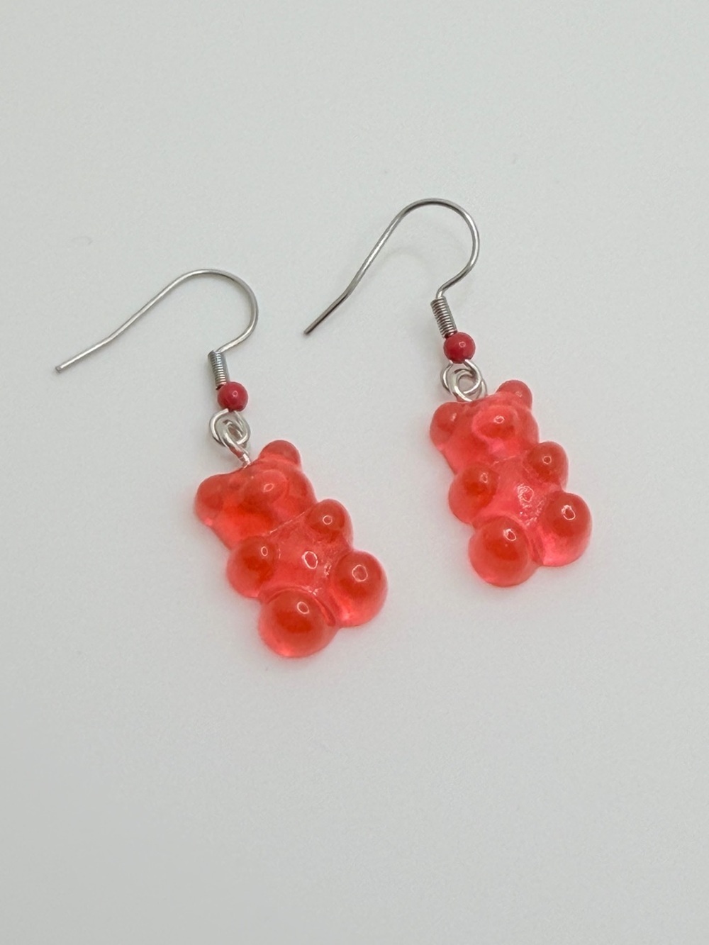 Red Gummy Bear Dangle Earrings Handmade Y2K Resin Festival Jewelry